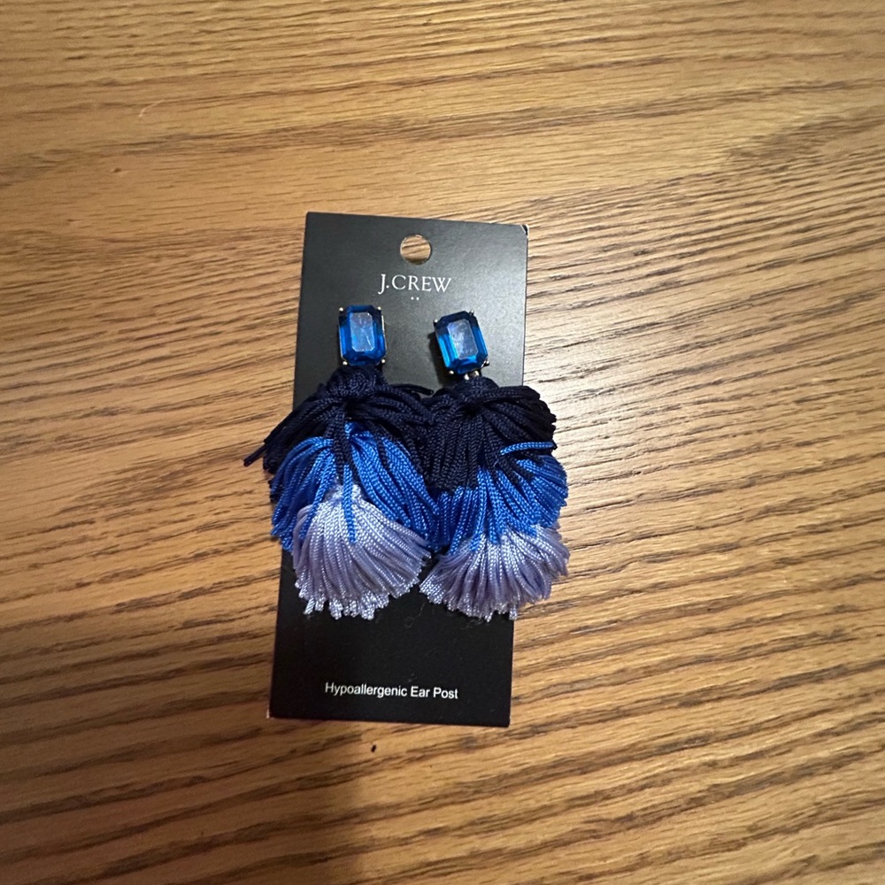J.Crew Blue and White Tassel Earrings